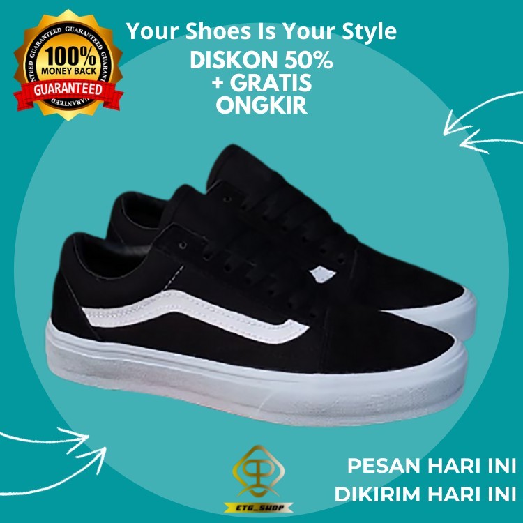 (BISA COD) VANS OLDSKOOL MONO BLACK WHITE PREMIUM DT BNIB / VANS OLDSKOOL PREMIUM  SEPATU VANS HITAM