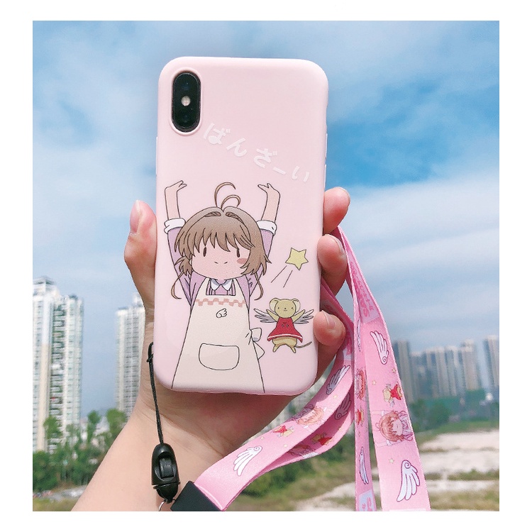 Sakura ponsel lanyard anti-lost halter pendek dan panjang tali pergelangan tangan tahan lama liontin