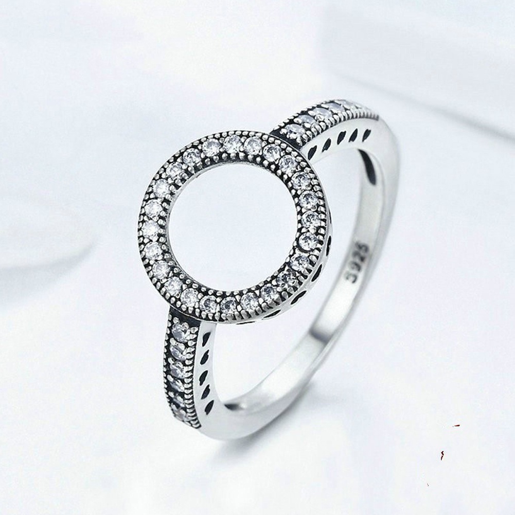 Fashion Silver Round Crystal Clear Jewelry Rings