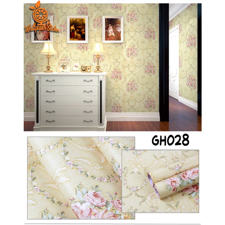 BAYAR DI TEMPAT (COD) !!! WALLPAPER STIKER DINDING MOTIF BUNGA Ukuran 45cm X 5Meter BEST SELLER TERMURAH- ALBINO 88