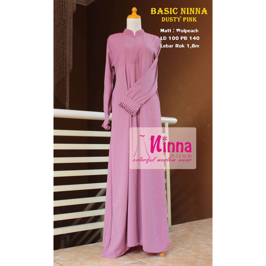 Gamis Polos Wolfis Syari - Dusty Pink