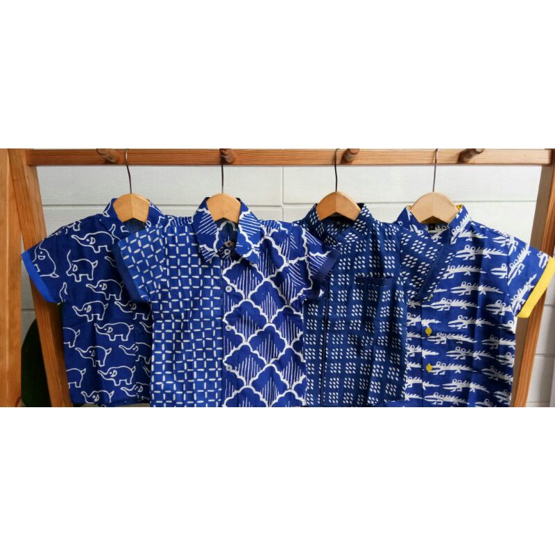 Kemeja Batik Anak Biru Elektrik by Rayhan Batik
