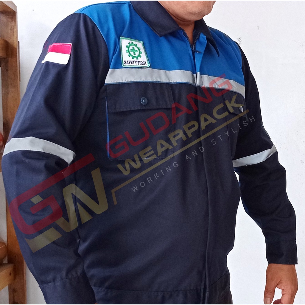 Gudang Wearpack - Baju Kerja Seragam Proyek Warna Dongker - Biru Bca