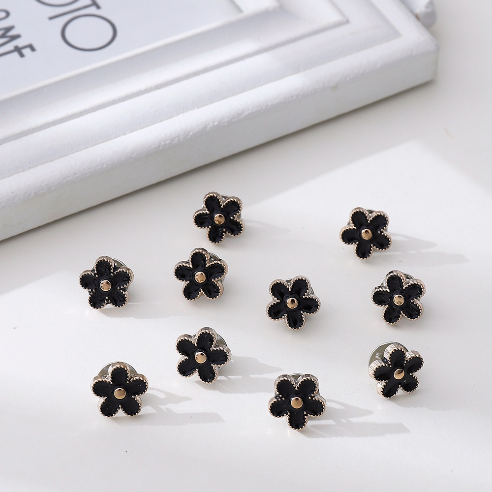 10pcs Bros Pin Bentuk Bunga Aksen Mutiara Berlian Imitasi Anti Silau Gaya retro Untuk Wanita
