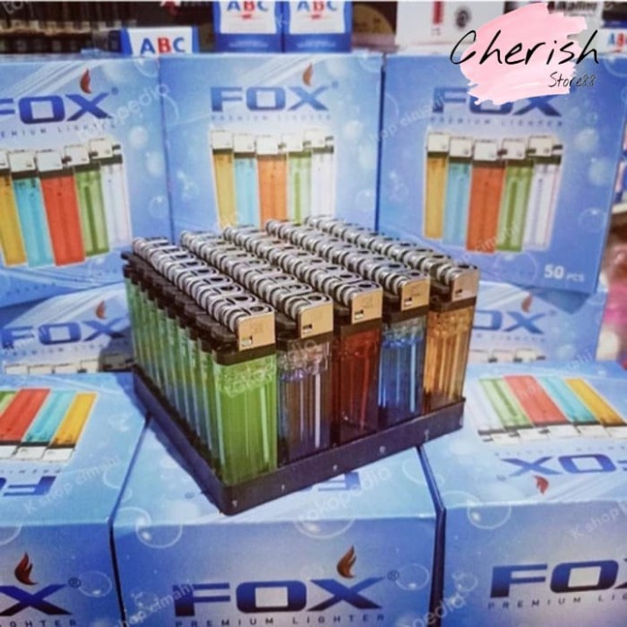 Korek api gas warna polos transparan Premium lightermerek FOX002