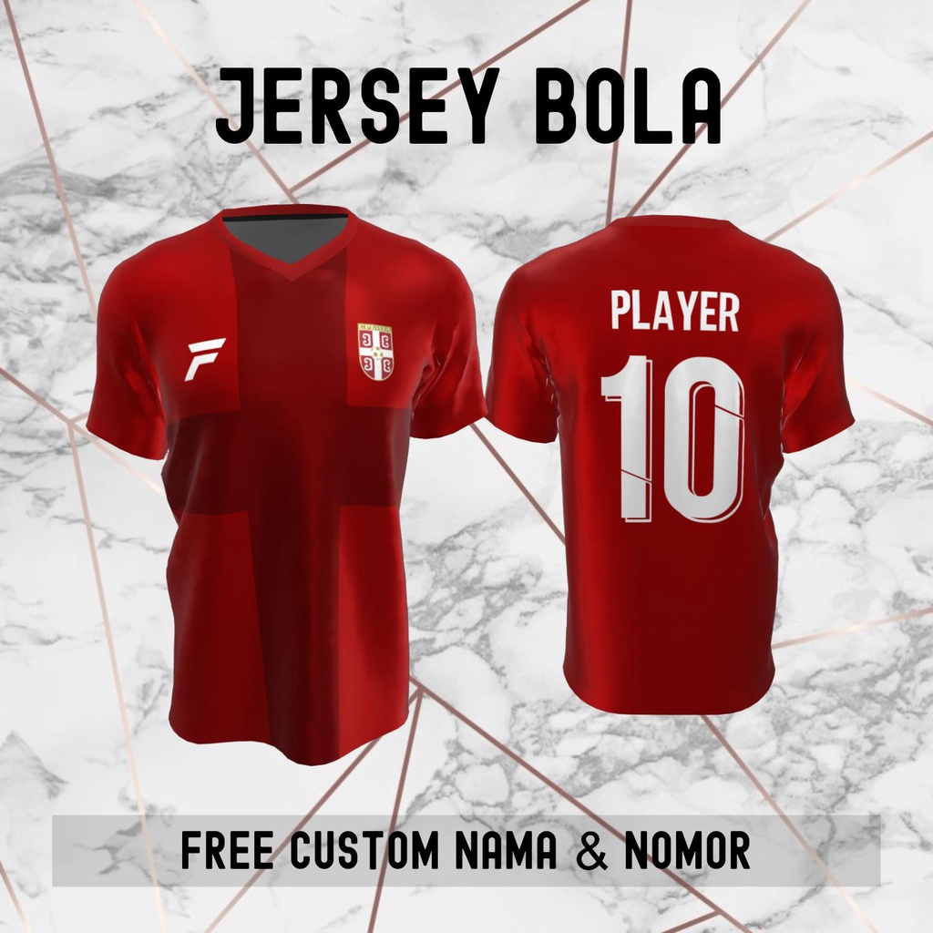 Jersey Serbia Timnas Negara Bola Baju Kaos Custom Nama dan Nomor Punggung - 91
