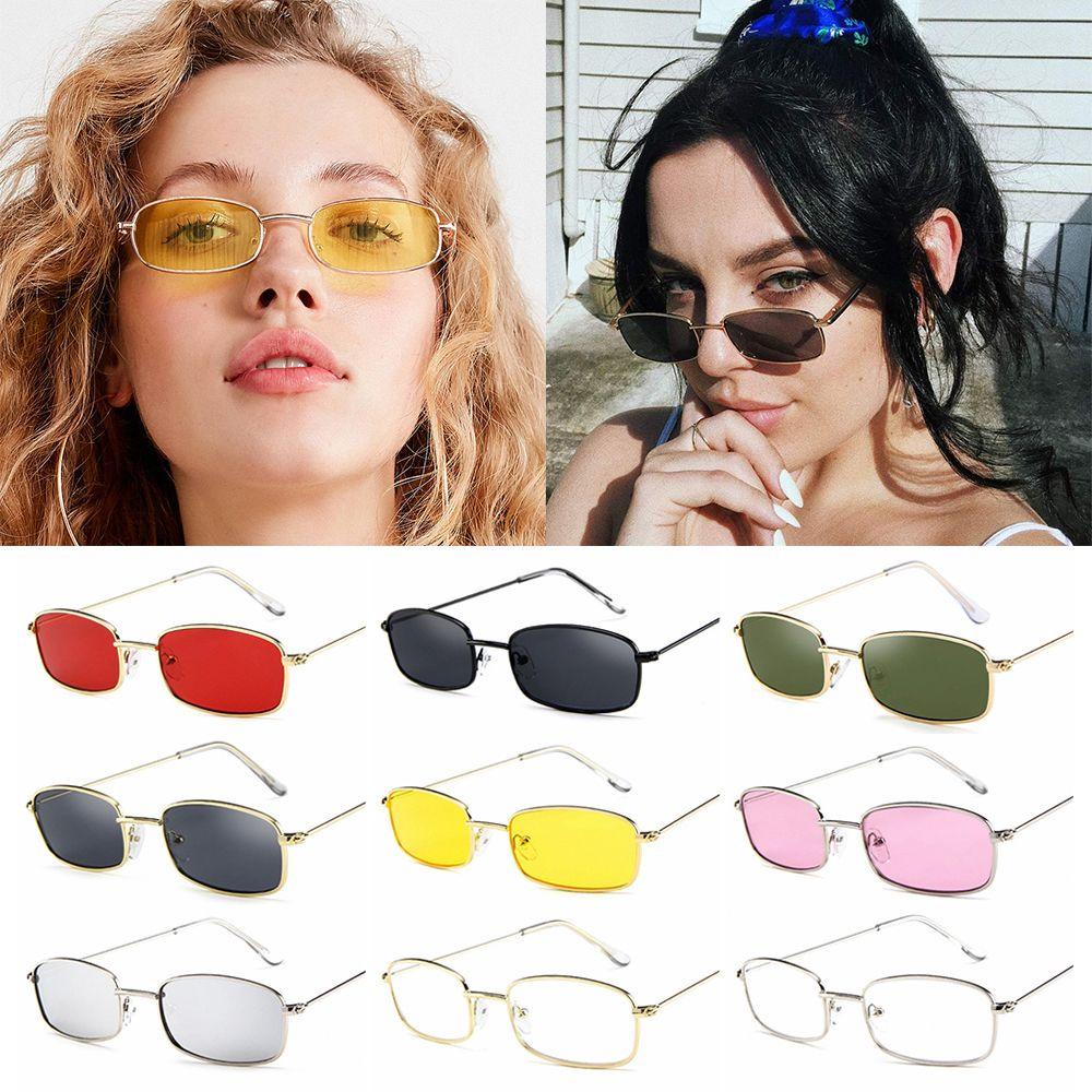 Lily Rectangle Sunglasses Vintage Candy Colors UV400 Kacamata Matahari