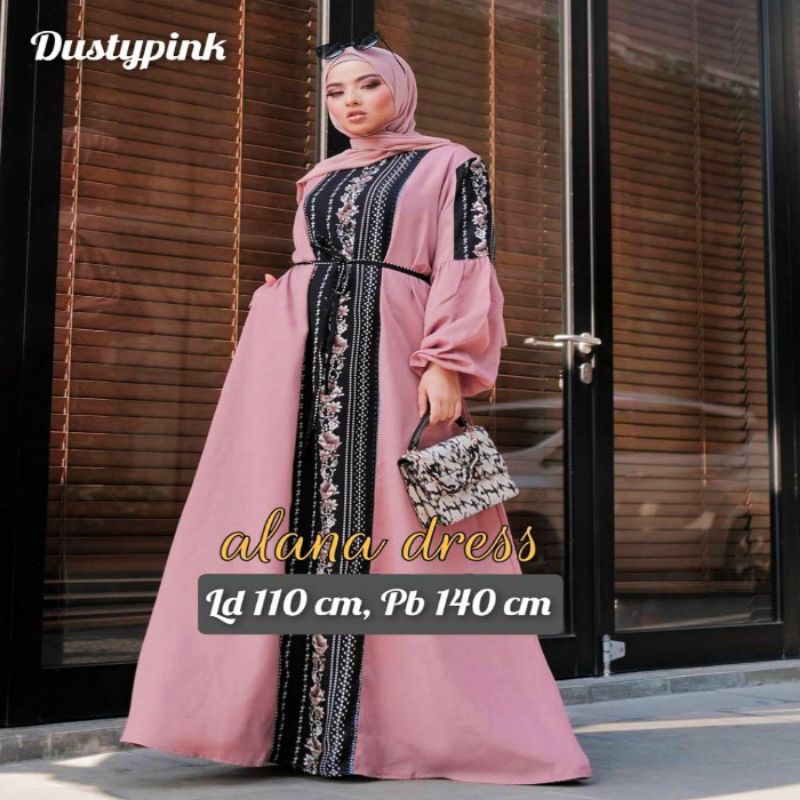 Alana Dress - Gamis Terbaru Rayon Premium Abaya Syahrini Turkey Lengan Panjang Busui Dress Wanita Muslim Kekinian