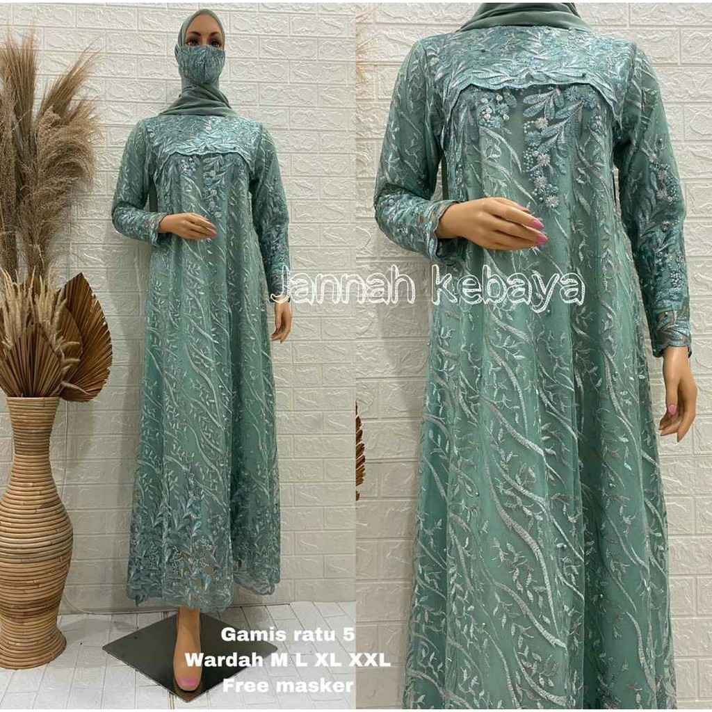 PROMO LONG DRESS RATU TULLE MUTIARA BORDIR / GAMIS RATU TULLE MUTIARA BORDIR