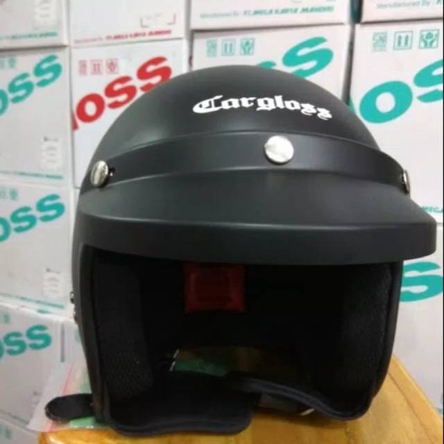 HELM CARGLOSS RETRO HITAM DOFF