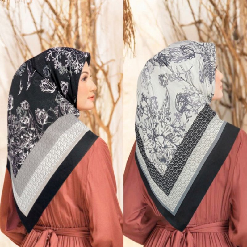 TEEBARU  !! Hijab Segiempat Voal Motif Bunga Series | Jilbab Voal | Kerudung Segiempat Voal