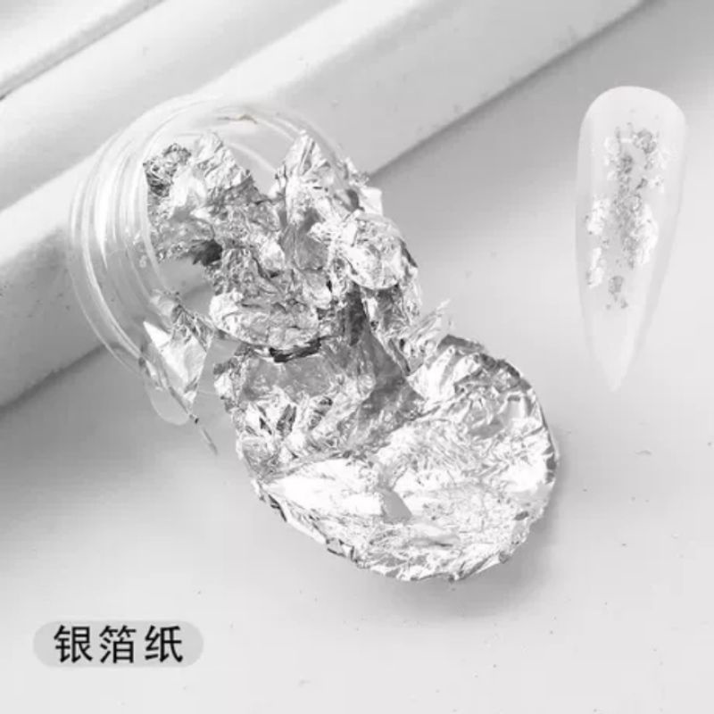 Aluminium Foil Nail Arts Gold dan Silver/Hiasan Nail Arts