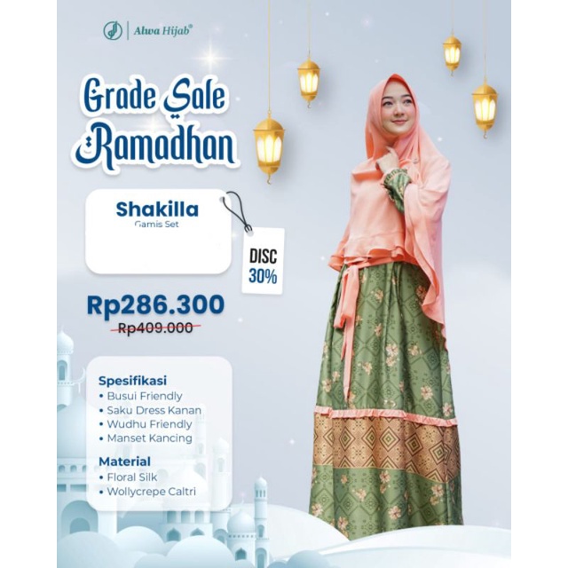 GRADE SALE Alwa Hijab Gamis Set Shakilla size XL