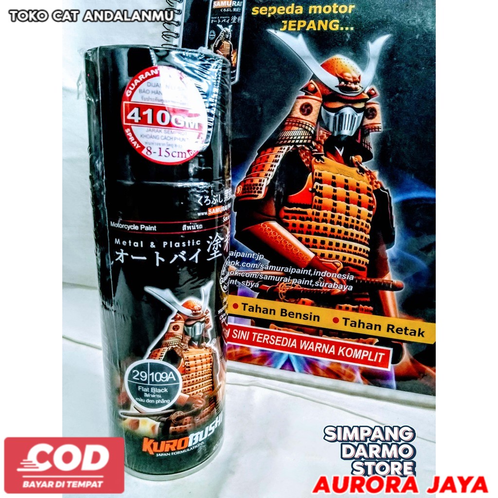 Pilox Pylox Samurai Black Dof Doff Flat Matte Matt Hitam Dop 109A Cat Mobil Motor Tahan Bensin Solid