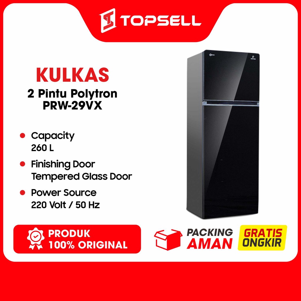 POLYTRON Belleza JUMBO Inverter Kulkas 2 Pintu 260 Liter PRW 29V
