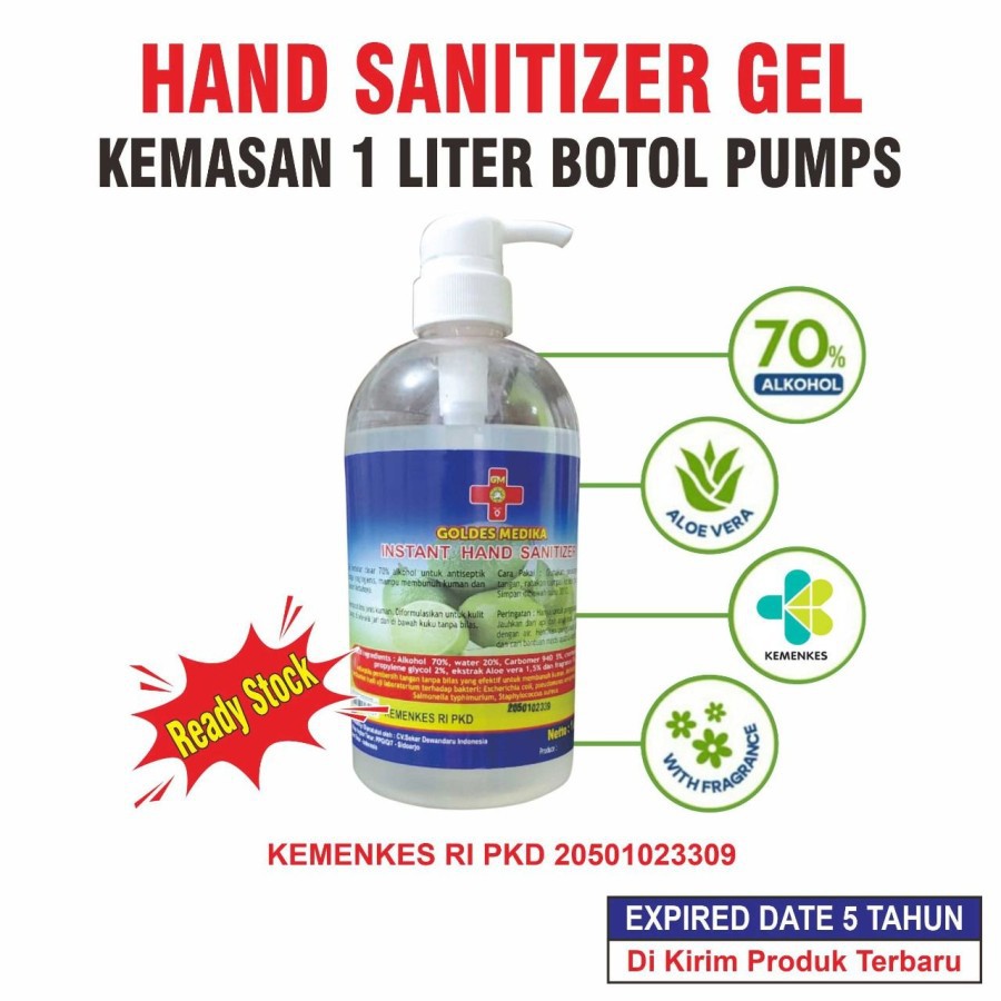 Hand Sanitizer A&amp;G gel / cair  / GOLDES MEDIKA / TLF 1 liter murah dan original 1000 ml