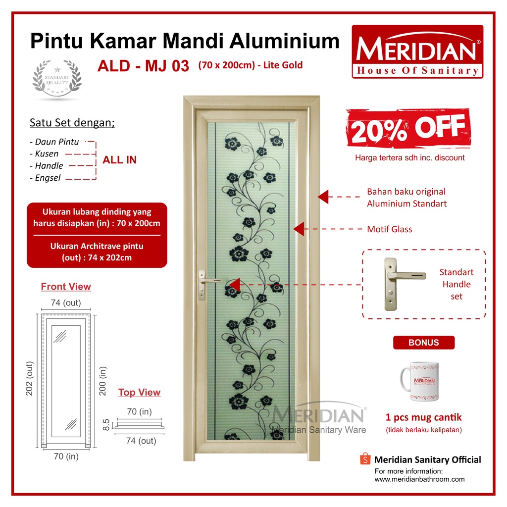 Pintu Aluminium Kamar Mandi MERIDIAN - ALD MJ 03