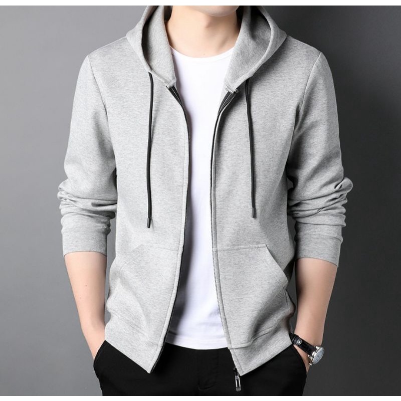 Hoodie Zipper polos Pria terbaru