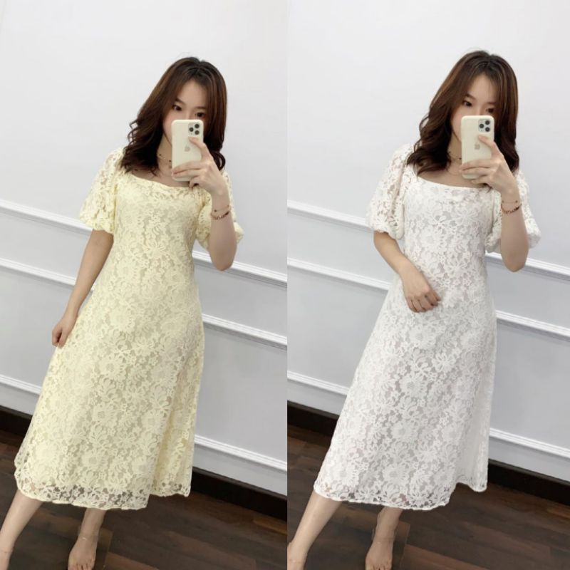 BS-D0500 Import Casual Dress Korea Malika Lace Dress Brukat White Dress prewedding Dress Putih