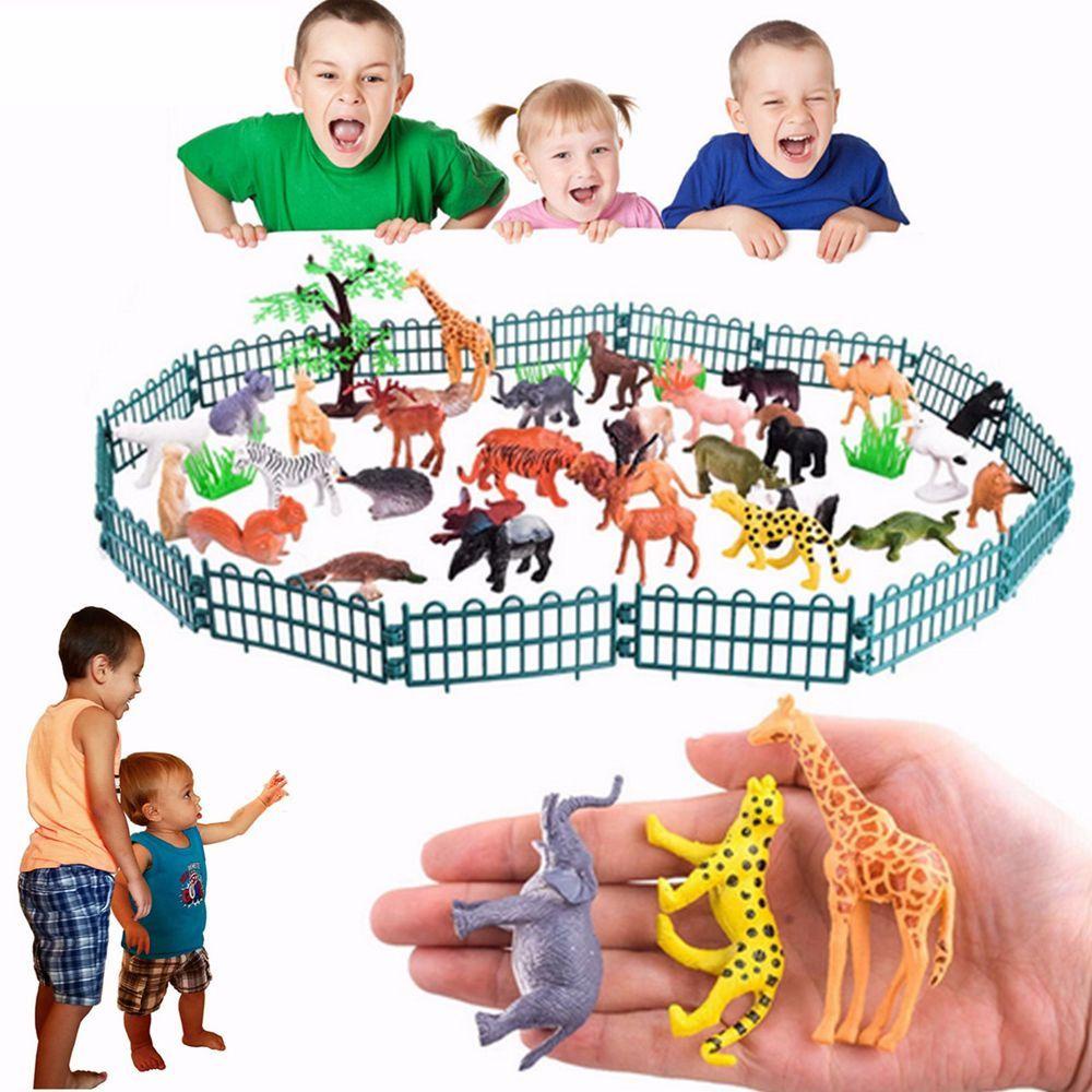 [Elegan] Hadiah Model Zoo Dunia Hewan Anak-Anak Mini 53pcs/set Koleksi Mainan Mainan Edukasi Model Hewan