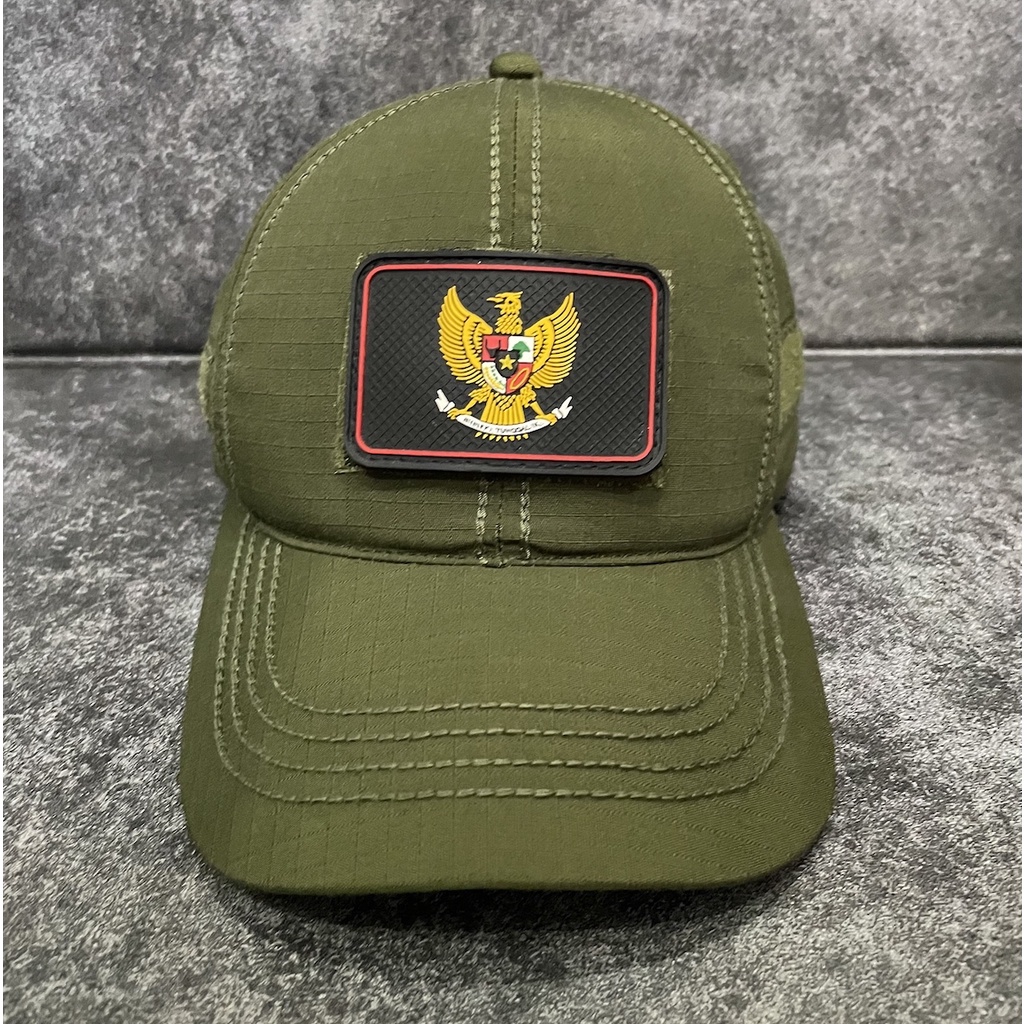 Topi Tactical Loreng Topi Velcro - Velcro Loreng -Topi Loreng - Hijau