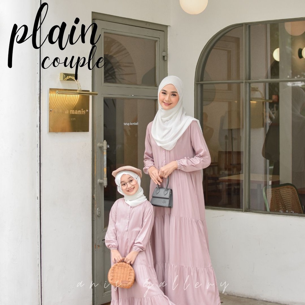 Gamis Plain Couple Bahan Katun Rayon - Dress Ibu Dan Anak Murah