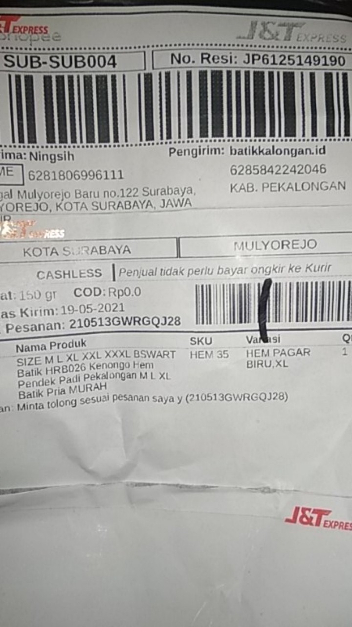 Size M L Xl Xxl Xxxl Bswart Batik Hrb026 Kenongo Hem Pendek Padi Pekalongan M L Xl Batik Pria Murah