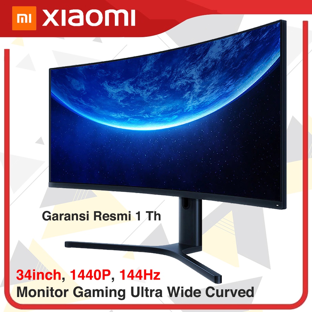 XIAOMI Ultra Wide Curved Gaming Monitor 1440P 144Hz Free-Sync 34 Inch Monitor Komputer Game Curve