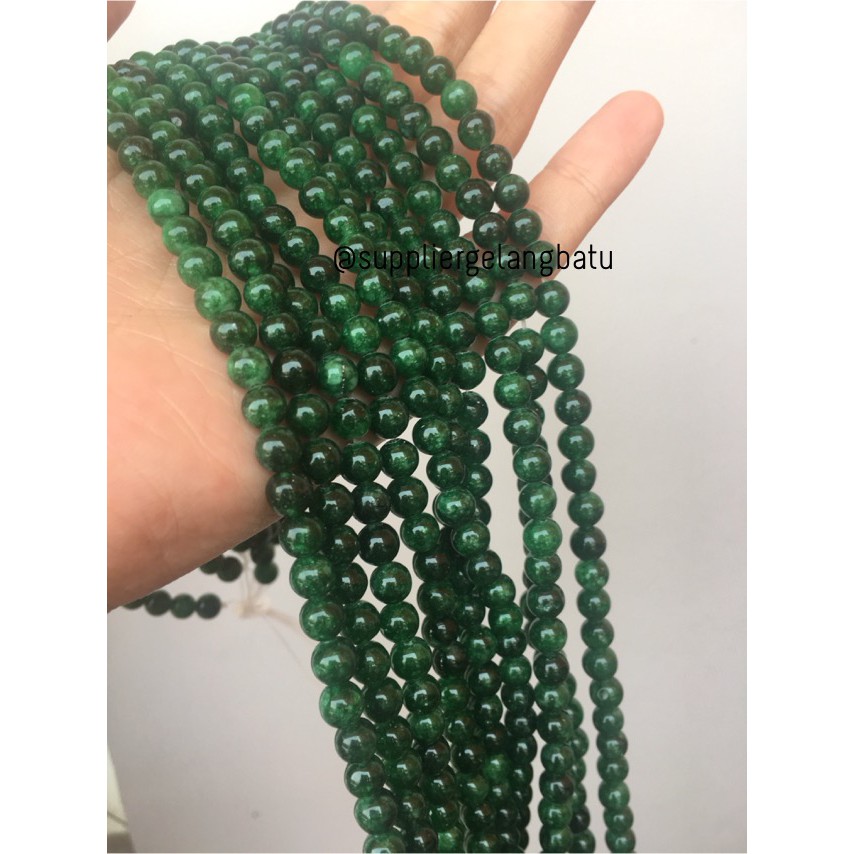 bahan batu giok burma 6mm renceng kalung gelang akik imperial jade fashionita aksesoris import craft