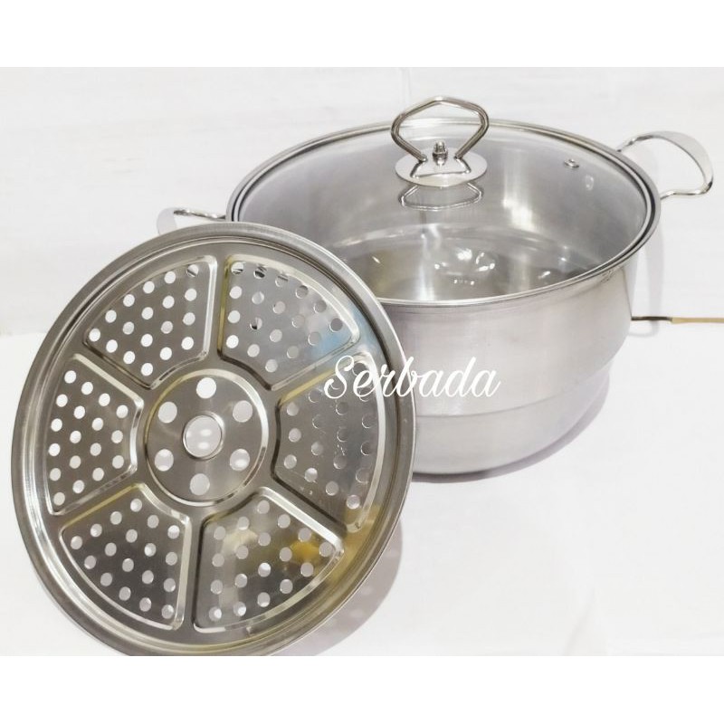 24cm Classic Soup Pot Stainless Steamer Panci Sop Sudah Termasuk Kukusan