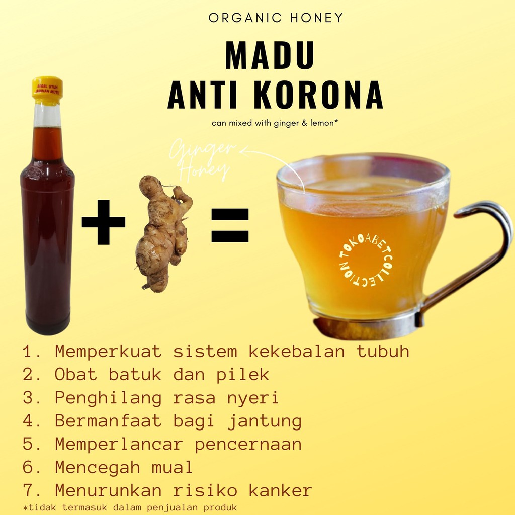 Madu asli suplemen kesehatan madu anti corona dengan jahe dan lemon untuk imunitas kekebalan tubuh