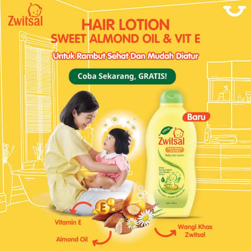 Zwitsal Baby Hair Lotion Natural Aloevera Kemiri &amp; Saledri - Zwitsal Minyak Rambut Bayi Aloe Vera