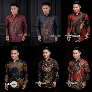 Kemeja Batik Pria Modern Lengan Panjang Casual Modis Slim Fit Trendy Masa Kini OL 162