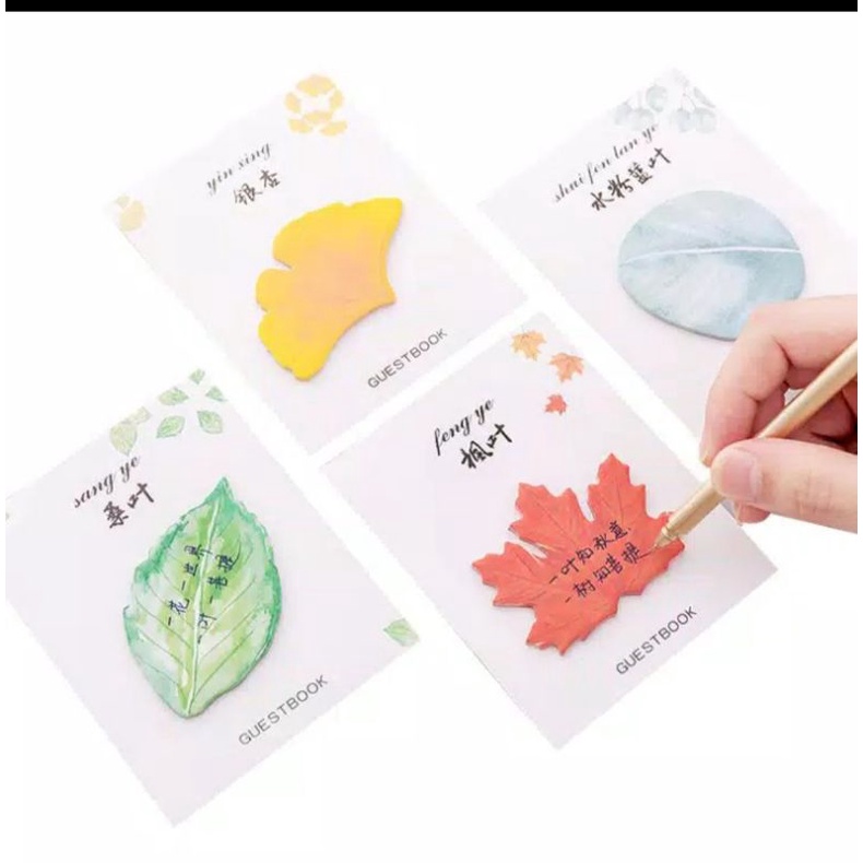 

sticky note motif daun lucu unik