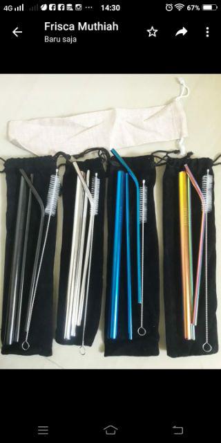 1 Set 5 Pcs Premium Reusable Stainless Drinking Straw Straws Sedotan Murah Anti Karat