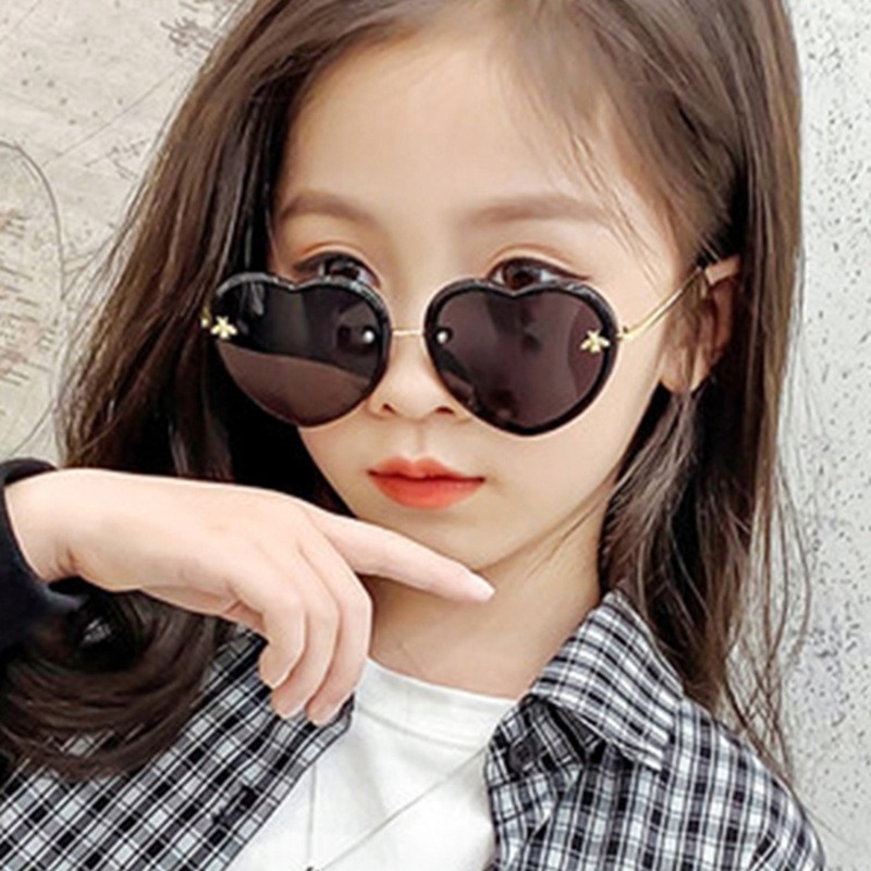 【YUZHU】COD Glitter Cinta Bentuk Bingkai Kartun Bee Sunglasses untuk Anak