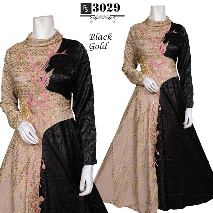 Baju Gamis Wanita Terbaru FS3029 - Black Gold, L