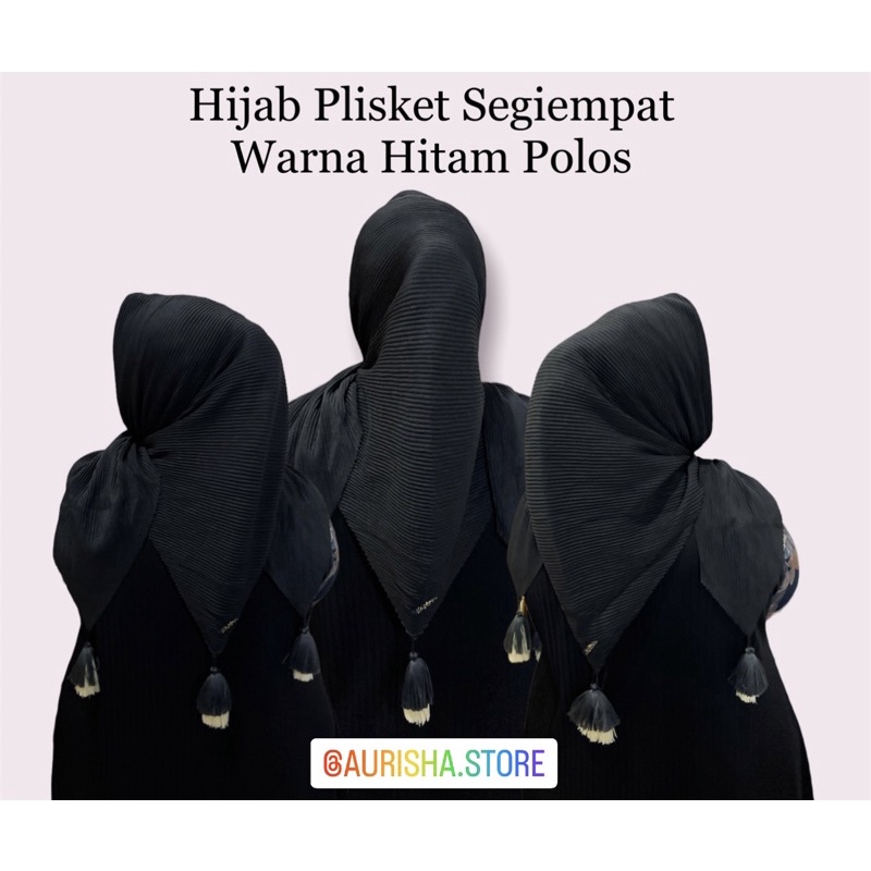 Hijab Segiempat Segitiga Plisket Motif Pompom Tassel - Hijab Segiempat Pompom - Hijab Segiempat Plis
