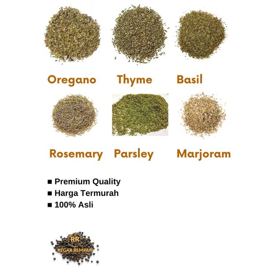 

Dry Oregano | Parsley | Basil | Rosemary | Thyme | Marjoram [25 gr & 50 gr & 100 gr]