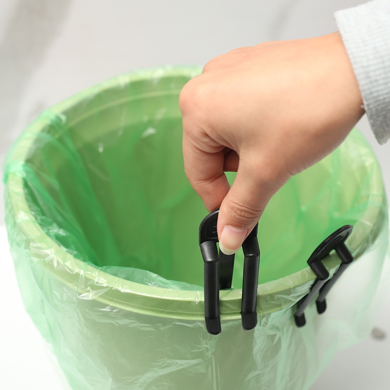 2pcs Klip Penjepit Kantong Sampah Bahan Plastik Anti Slip Warna Hitam