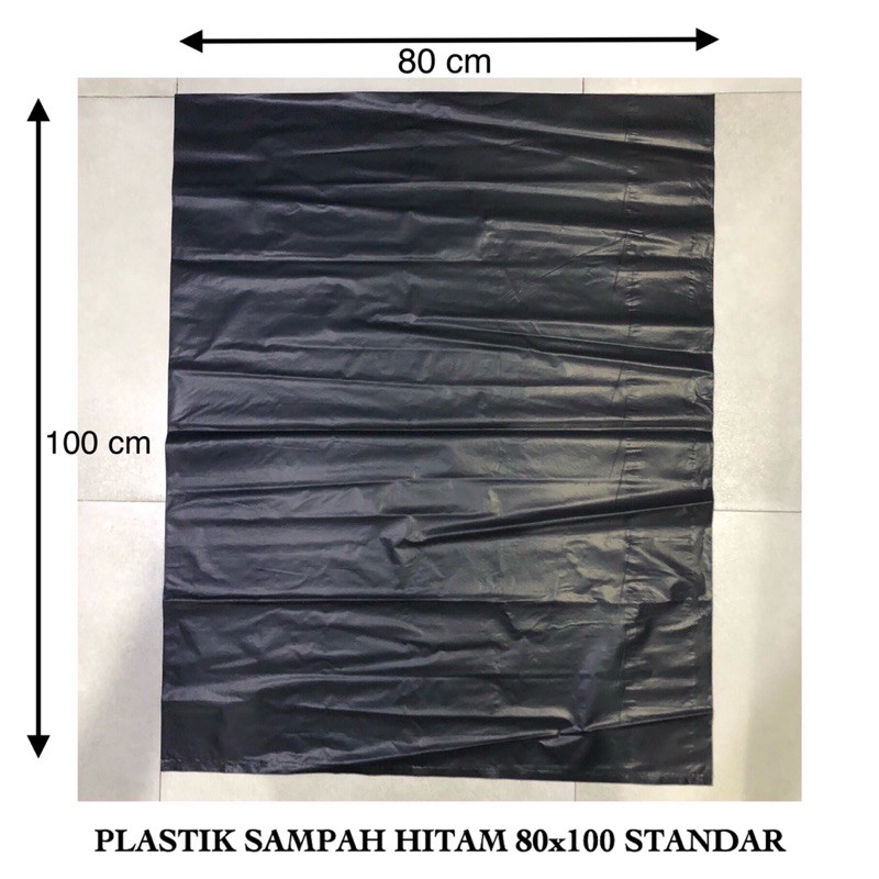 plastik sampah hitam besar ukuran 80x100 cm type bahan plastik standar