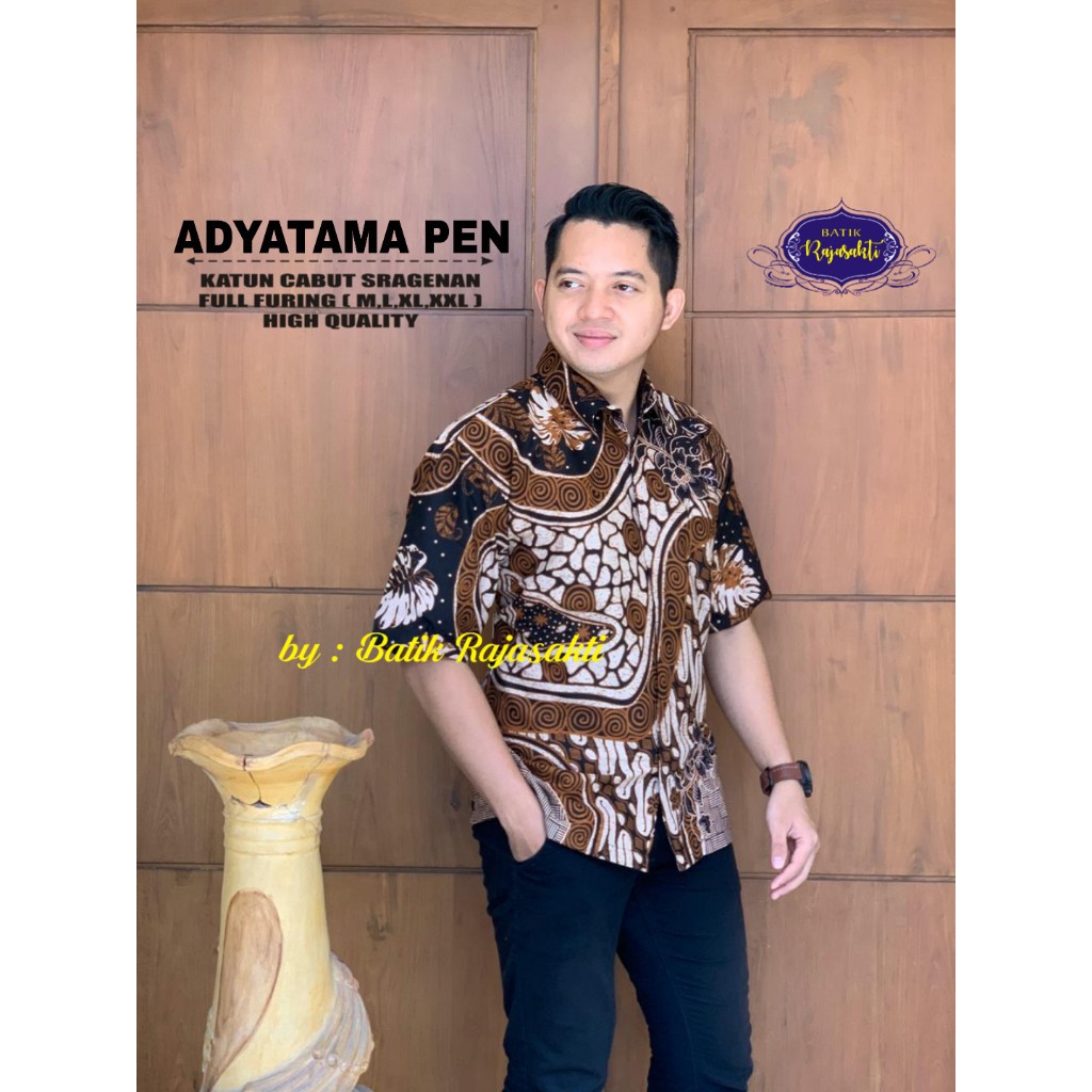 ADYATAMA PEN Kemeja Batik Pria Lengan Pendek Katun Halus FULL FURING Rajasakti