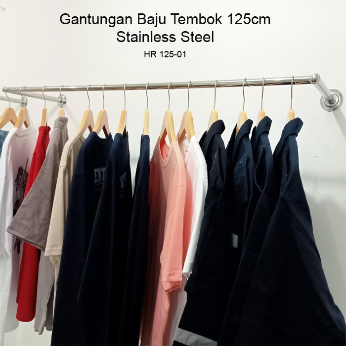 Gantungan Baju Stainless, 125cm, 1 Baris