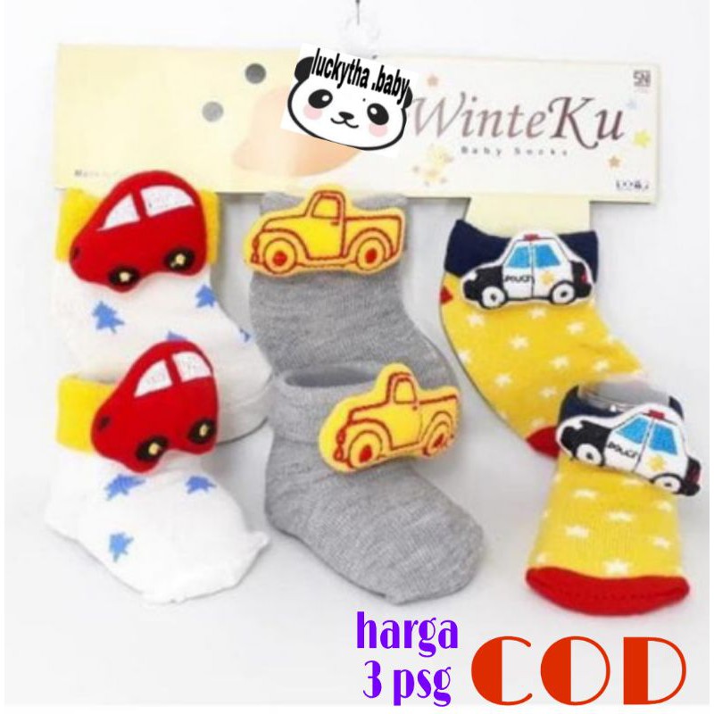 3Pcs Kaos Kaki Bayi boy &amp; girl WINTEKU Boneka - New Born / kaos kaki winteku boneka