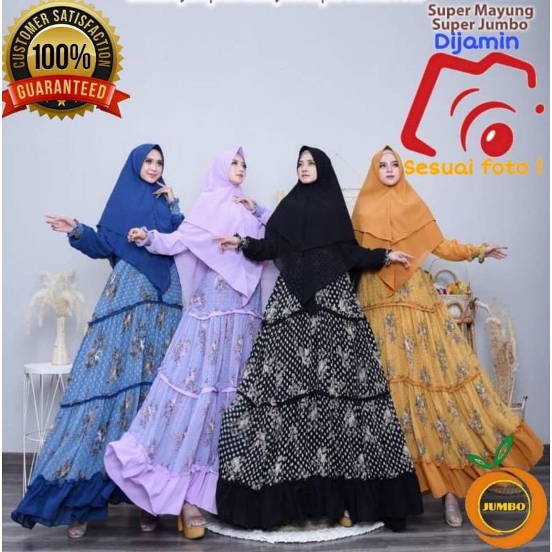 GAMIS SYARI JUMBO LD 130 SANIA BAJU SYARI JUMBO CERUTY BABYDOLL GAMIS POLOS JUMBO SYARI PESTA
