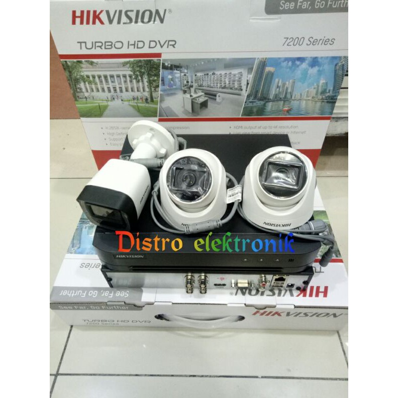 Paket 4ch Hikvision Turbo HD 2MP Full HD 1080p Paket 3 Kamera Cctv Indoor Outdoor 4 CH Camera 2.0 mp