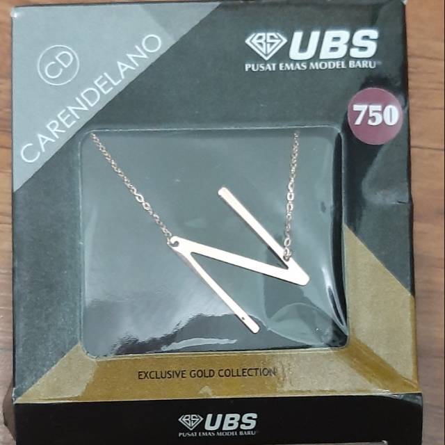 Kalung UBS inisial N kadar 750 rose gold