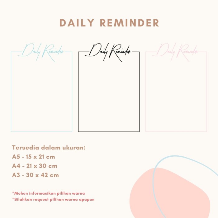 

[RESTOCK] Akrilik Planner To Do List Dinding I Acrylic Planner I TO DO LIST I DA - Daily Reminder, A5 (15 x 21)