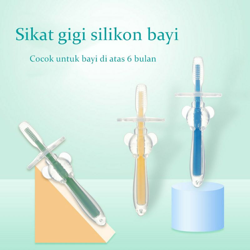 sikat gigi gagang silikon bayi || baby silicone tooth brush