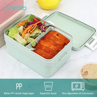 Ecentio 3 Warna PP Jerami Gandum lunch box 1 Gird 1000 ML ...